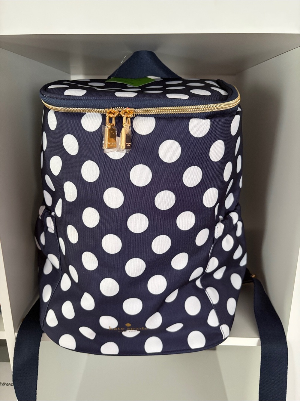 Kate Spade Navy & White Polka Dot Backpack Cooler Bag Insulated NWT